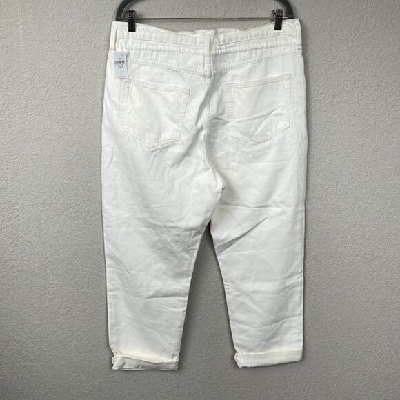 NWT Gap Boyfriend Draw Cord High Rise Distressed Jeans Paperbag Off White Sz 31P - Picture 6 of 15